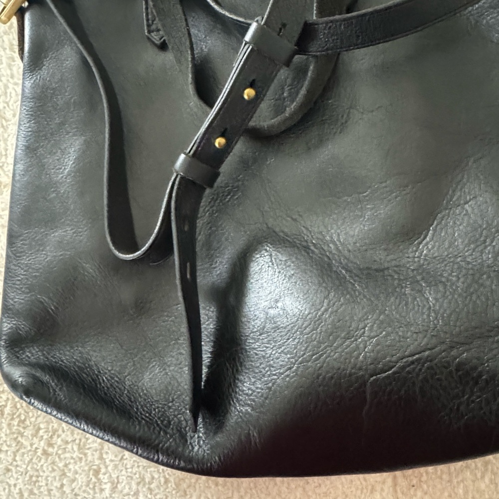 Madewell The Zip-Top Medium Black Full Leather Transport Tote - Picture 2 of 5